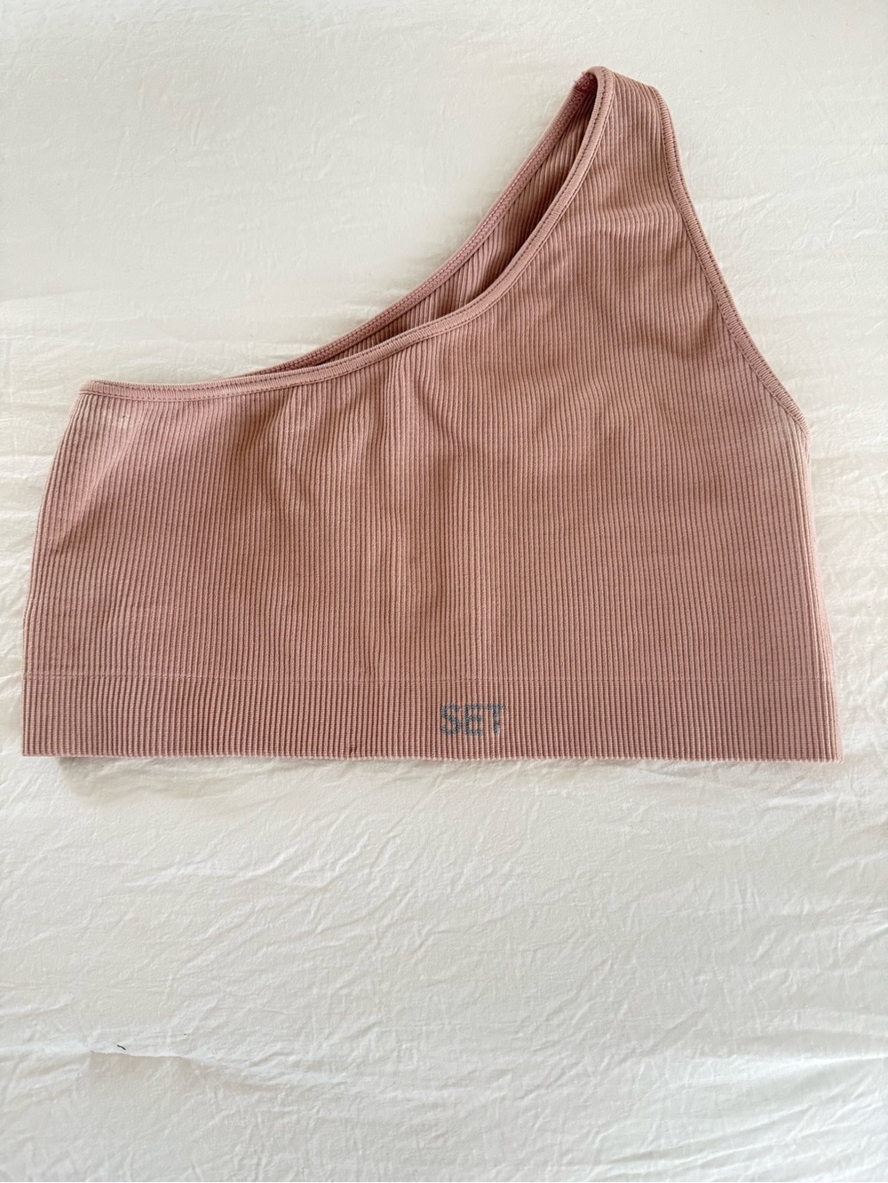 SET Active One-Shoulder Ribbed Bralette - Dusty Rose Pink